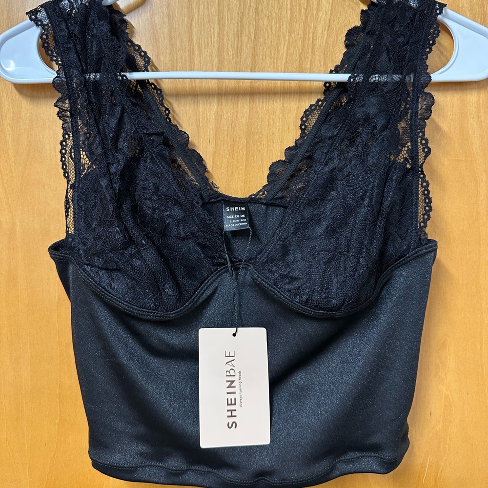 black lace going out top